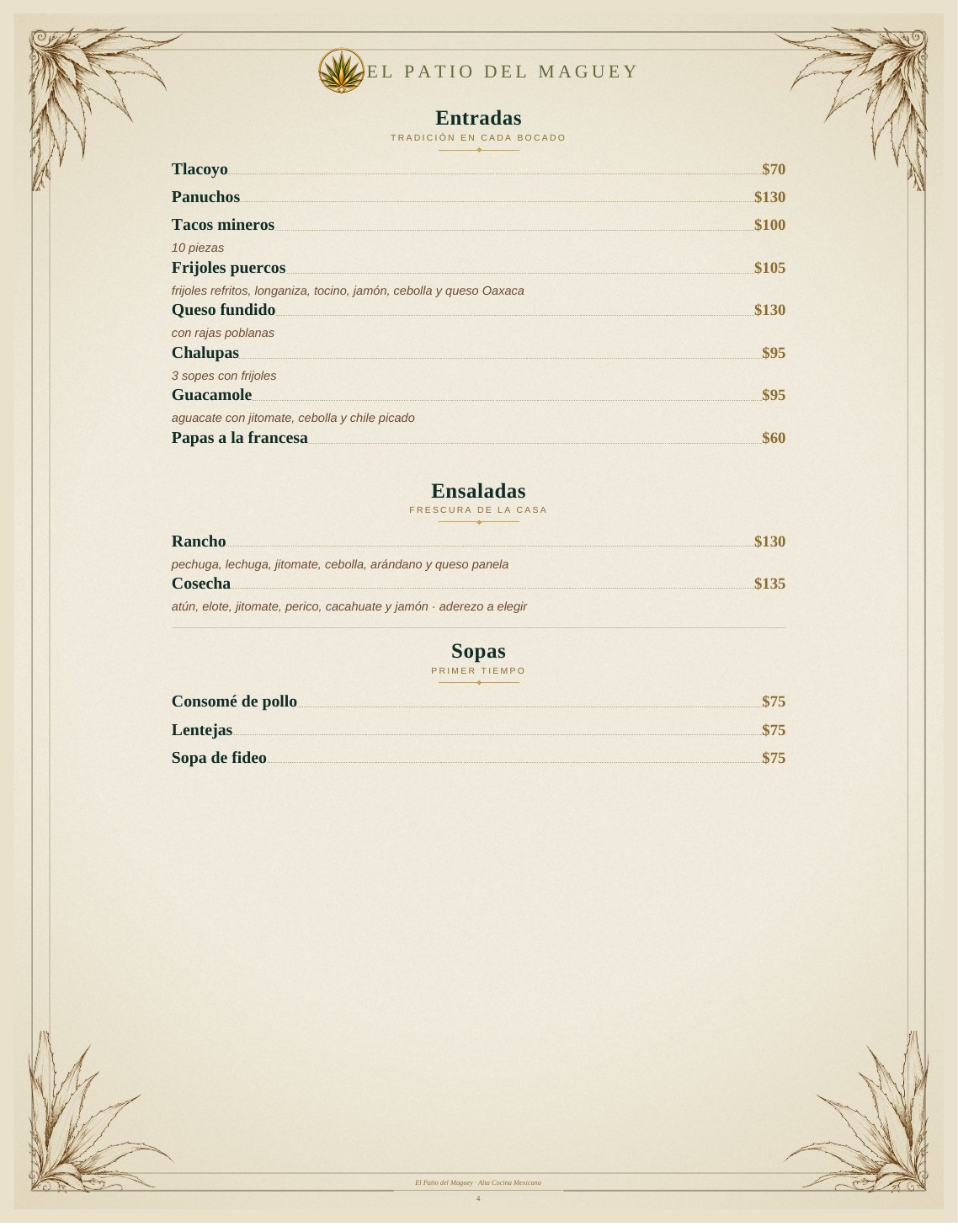 Menú de El Patio del Maguey — página 4